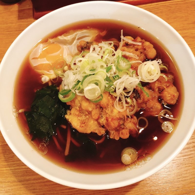 げそ天玉そば(六文そば 日暮里一号店)