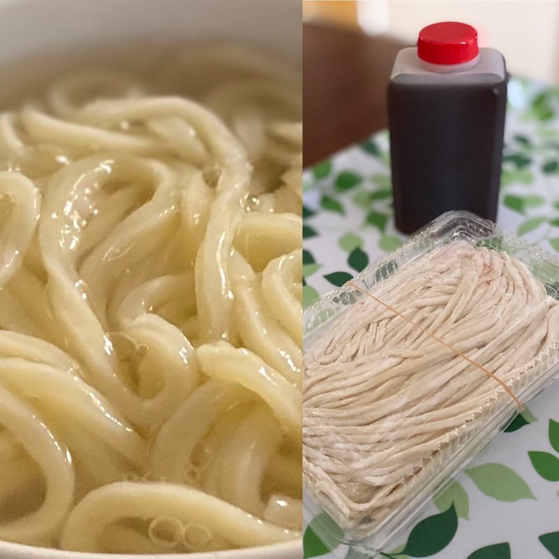 麺(2人前)+つけ出汁(2人前) お持ち帰り用(手打ちうどん　落花生)