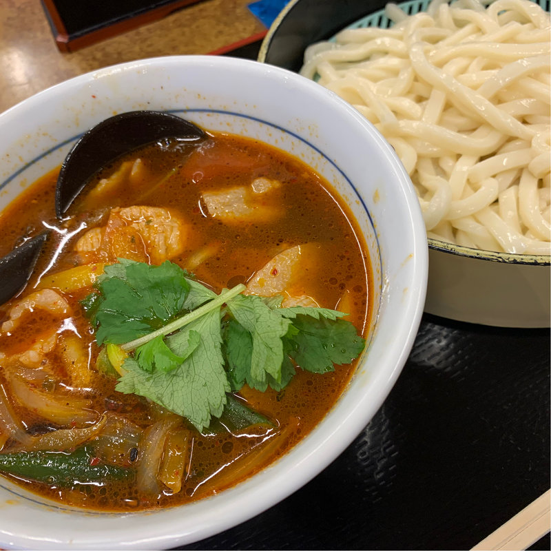 夏野菜の麻辣つけ汁うどん(山田うどん食堂 上尾小泉店 )