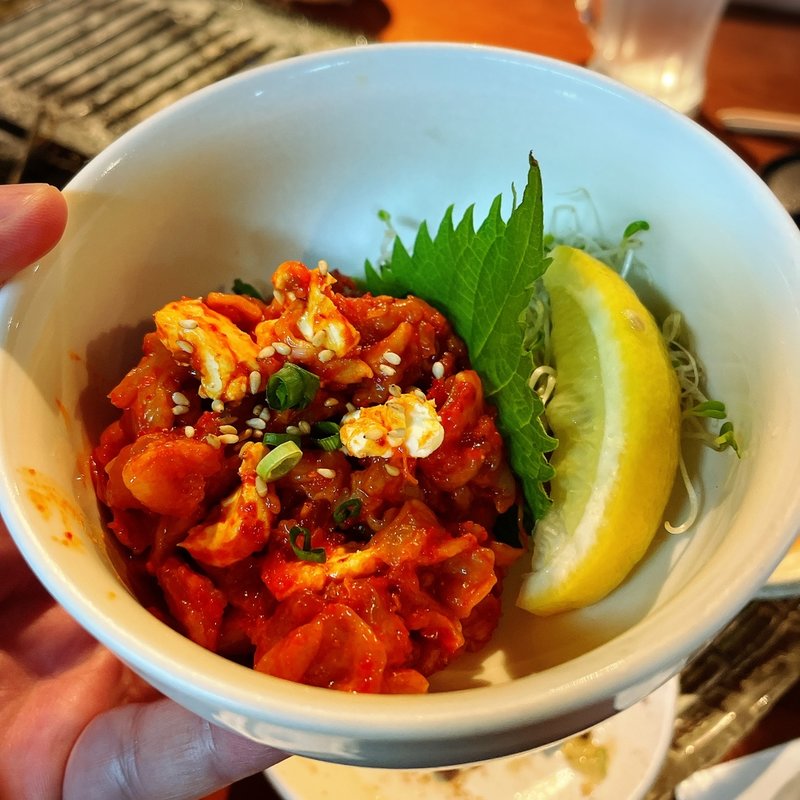 チャンジャのクリームチーズ合え(焼肉 Shin天楽)