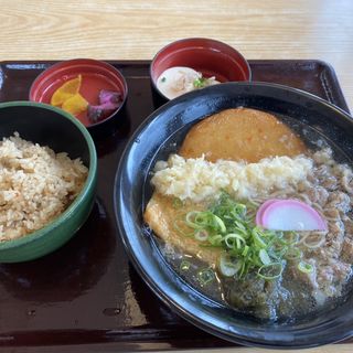 かしわ飯と蕎麦定食(麺勝 町川原古賀店)