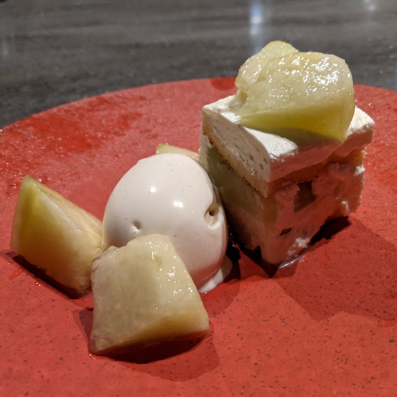 メロンショートケーキ、リームチーズアイス(ete)