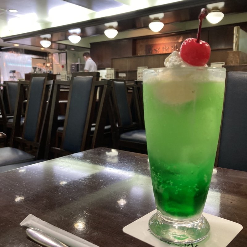 喫茶店のメロンクリームソーダ(珈琲館 亀有店)