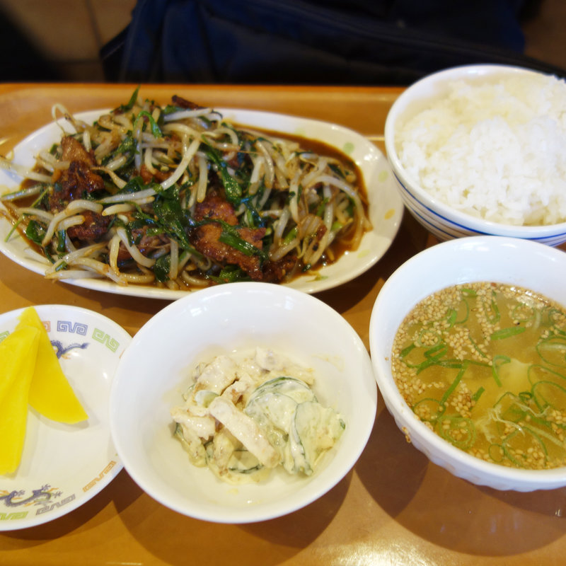 ニラレバー定食(元祖赤のれん 節ちゃんラーメン 野間店)