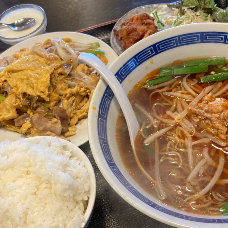 長ネギと玉子定食(楽楽一番)