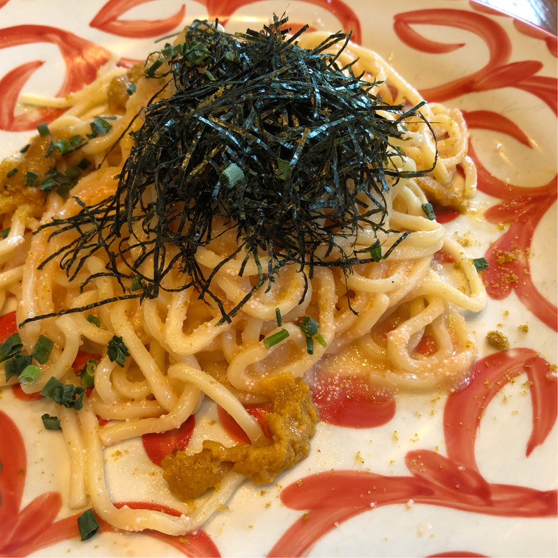 カラスミ、雲丹、明太子のバターソースパスタ(日本橋ブルワリー)