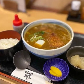 カレーうどん(定食)+ロースカツ(うどん山川 国分店)