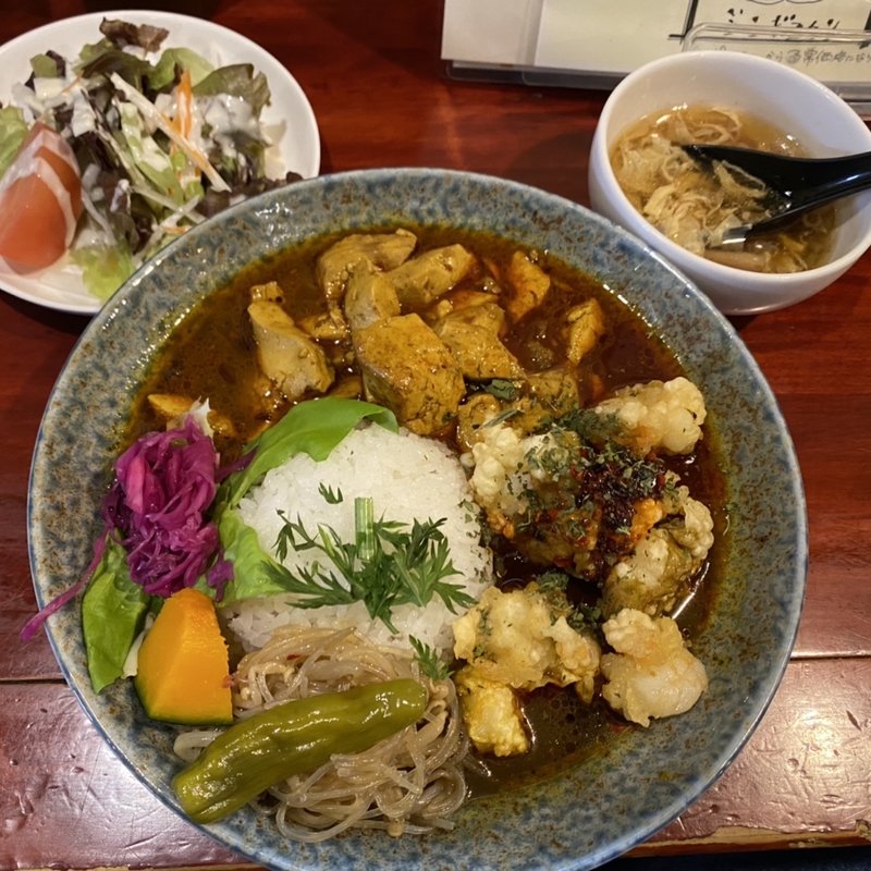 麻婆カリィ+海老天カリィ2種あいがけ(大衆中遊華食堂八戒)