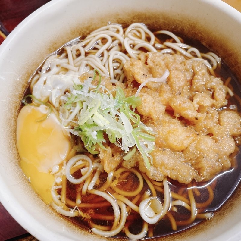 あみ天そば、生卵(そば千 東神田店 )