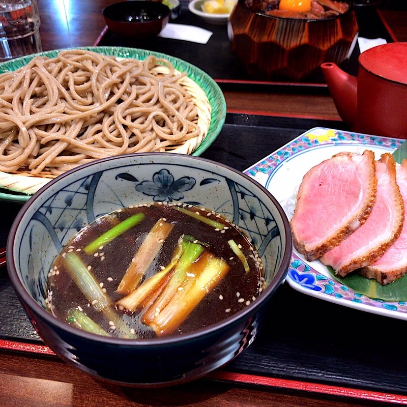 京鴨南蛮(温つけ) 大盛(肉和食と蕎麦 ほねぎし)