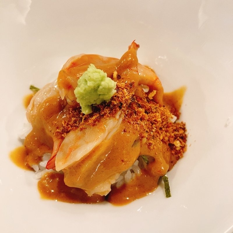 海老らぁ麺　海老づけ丼セット(鯛だしらぁ麺 すし久 九重商店本店)