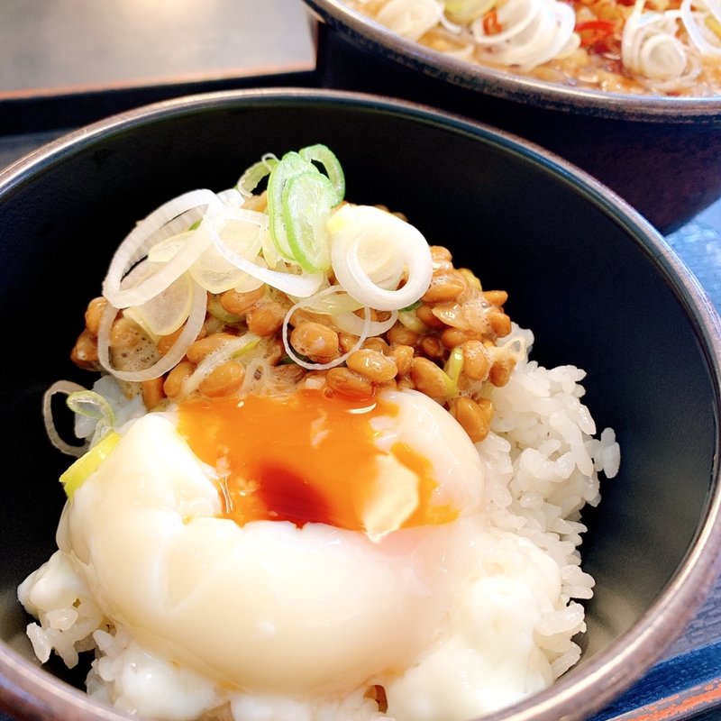 納豆温玉ご飯(朝食セットC)(ゆで太郎　築地店)