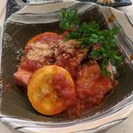 ズッキーニと厚切りベーコンの軽いトマト煮(日本酒と肴 ふるさと)