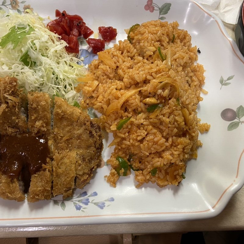 チキンライスセット　とんかつ(れすとらん はと屋)