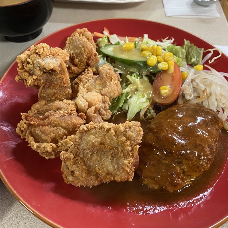ハンバーグ+唐揚げ(ユニオン )