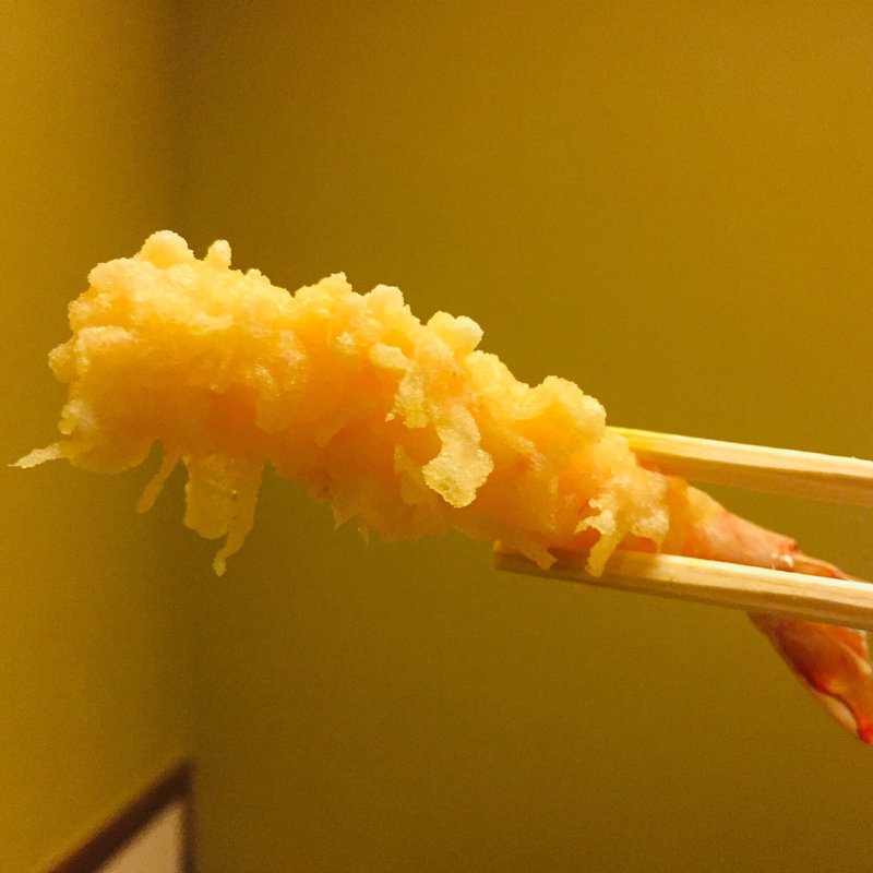 鹿児島産活車海老の天ぷら(蕎麦處 しみず)