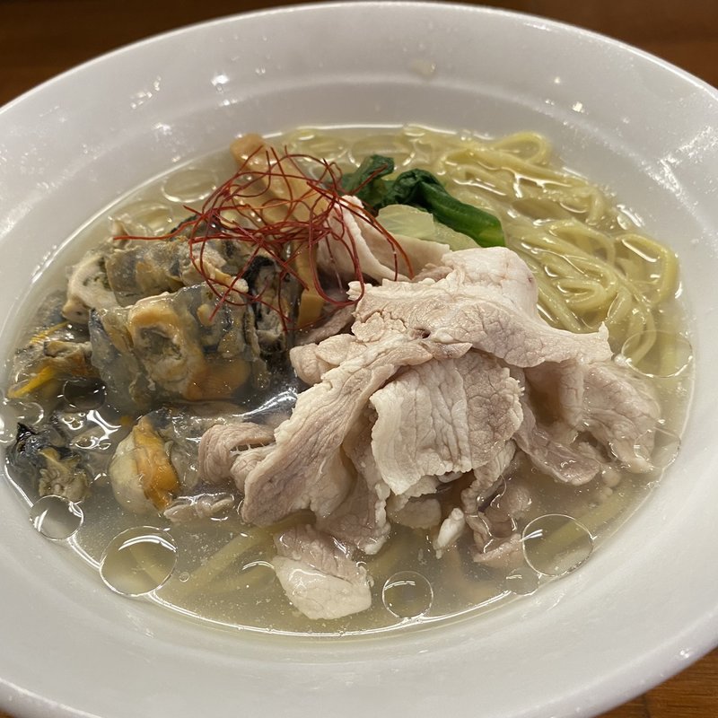 カキ煮こごりの冷やし(醤油と貝と麺 そして人と夢 )