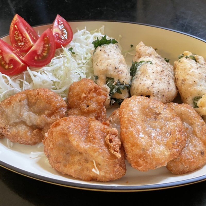 ささみの大葉巻&山芋揚げ(自宅)