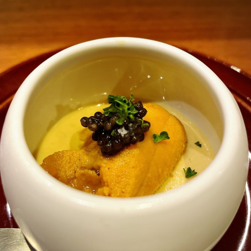 とうもろこしのムースと生雲丹(ビストロ BISTRO CLASSIQUE BLOCKS DE GAMIN 中目黒 カジュアルフレンチ)