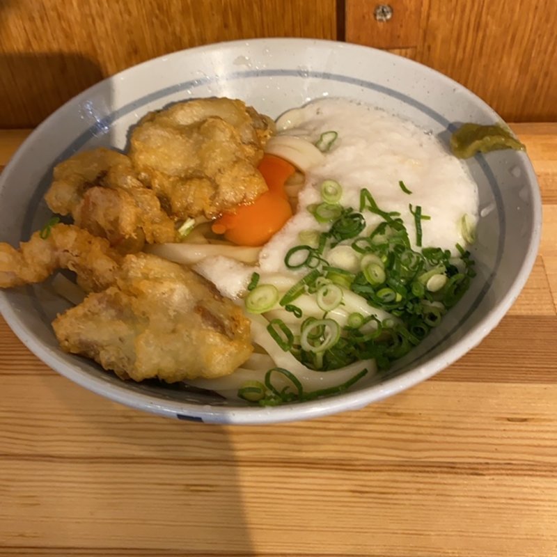 鳥天月見とろろうどん(肉讃岐 甚三うどん)