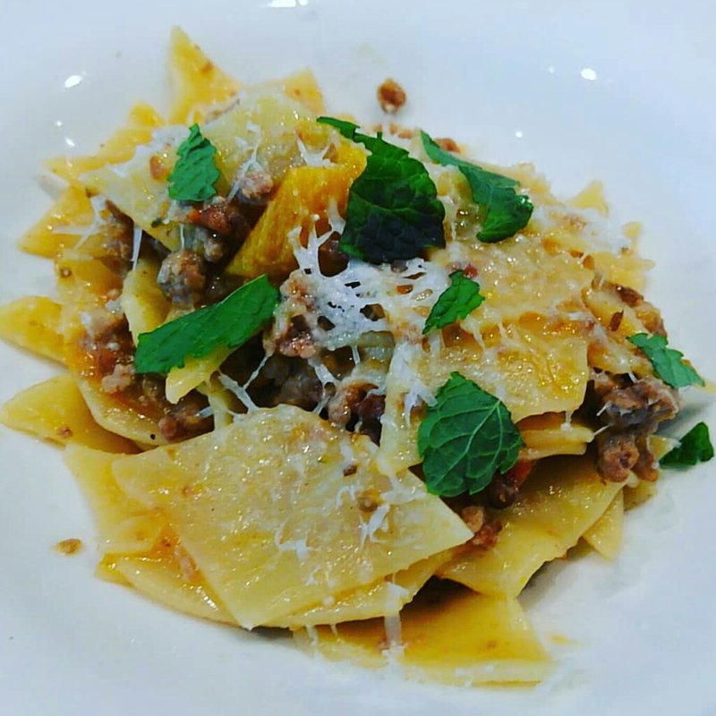 ランチコースB パスタ 仔羊とズッキーニのラグー クミンとミントの香り パンタッチェ(A LA CIVETTE)