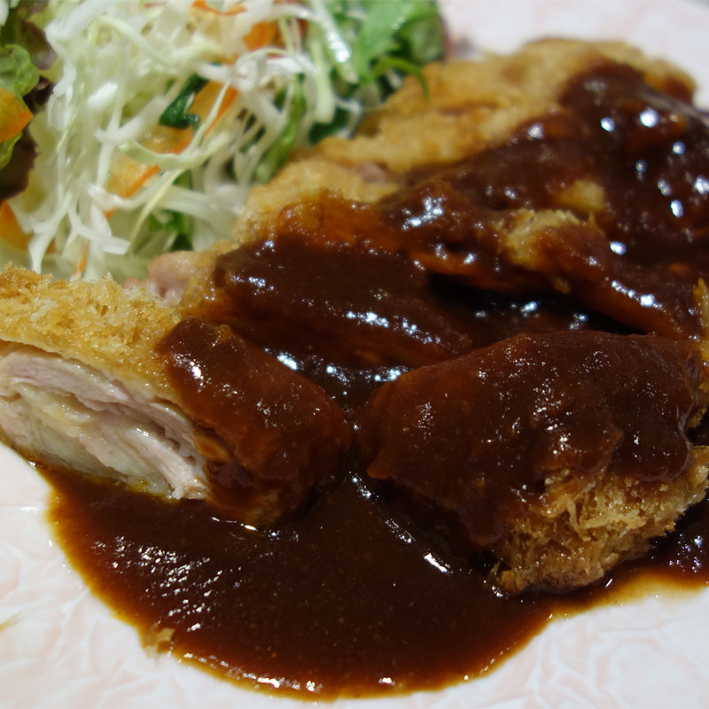 ジャンボチキンカツ定食デ味噌ース(定食 馬乃米(うまのこめ) 天神店)