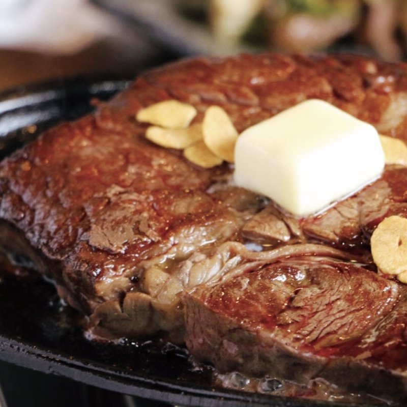 アンガス牛鉄板ステーキ150g〜450g(団欒酒場赤とんぼ)