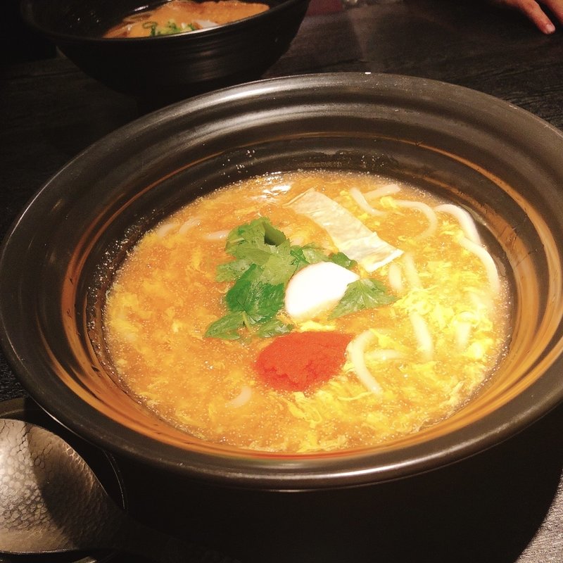 明太餡かけ玉子とじ(麺匠の心つくし つるとんたん 新宿店)