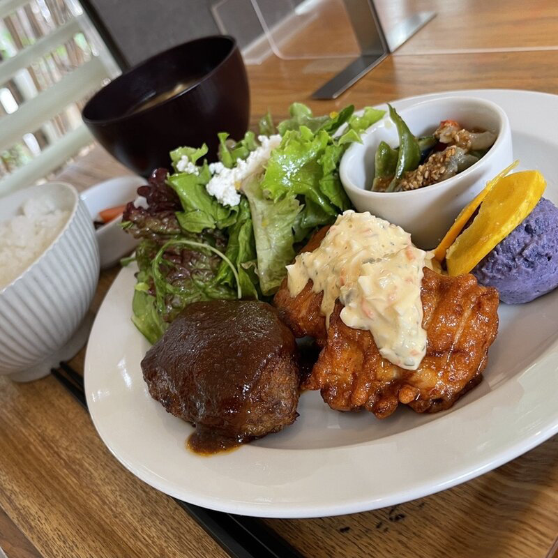 ハンバーグ＋四万十鶏のチキン南蛮(フロレスタ キッチン コドモ )