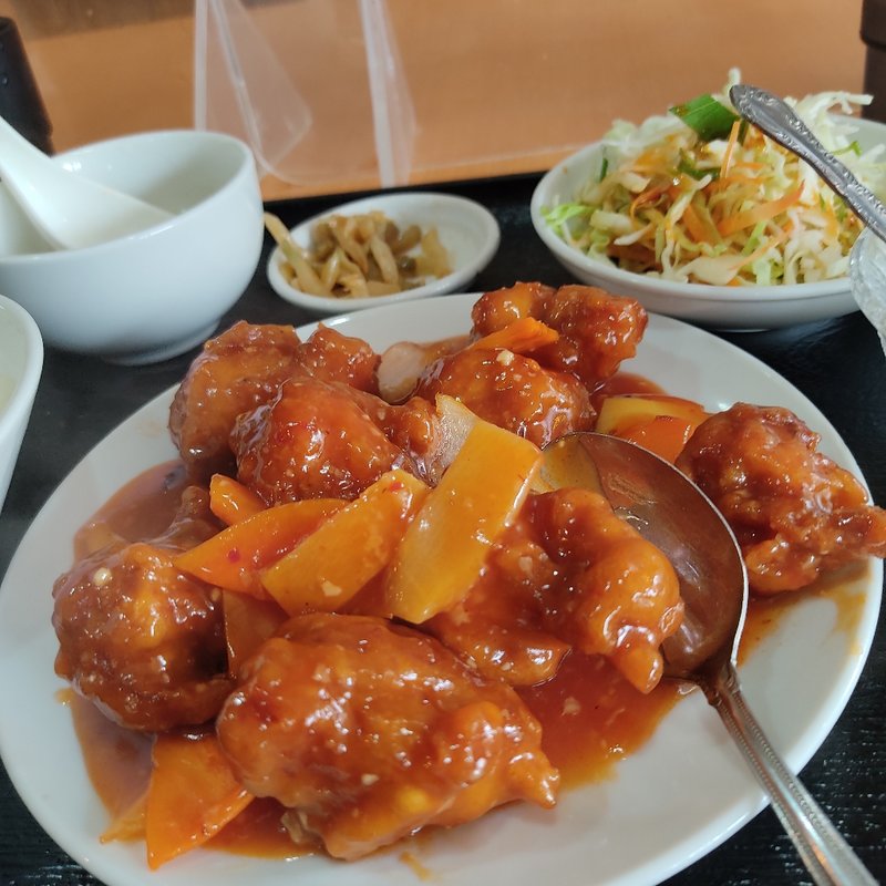 鶏ももチリ炒め定食(好香)