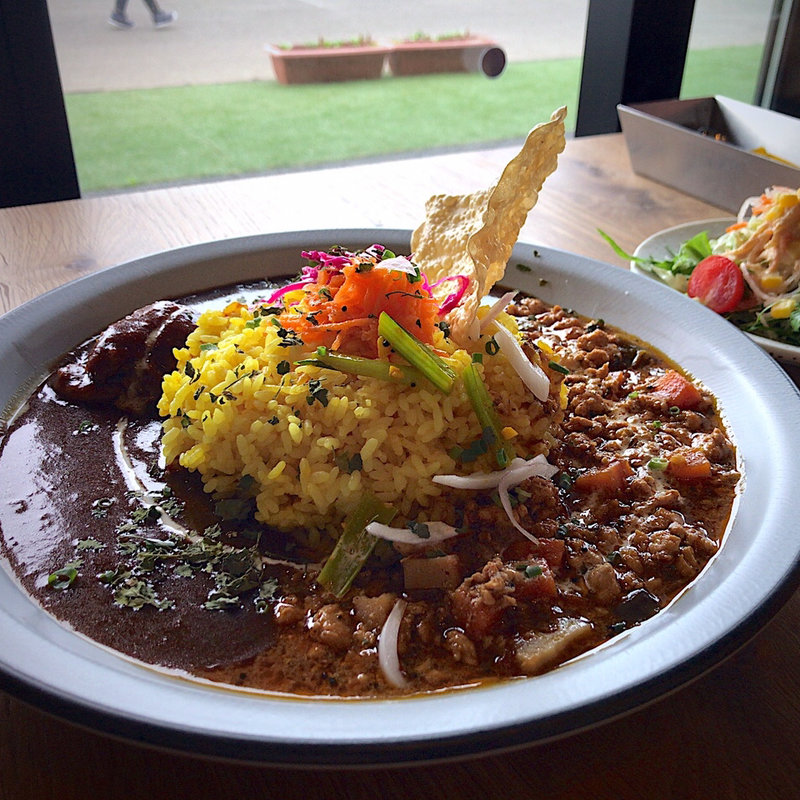 2種がけ(キーマ＆欧風チキンカレー)(カレーラボラトリー 笑夢 かわまちてらす店)