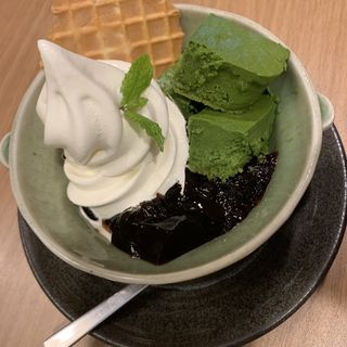 黒糖ゼリーと抹茶ムース(夢庵 埼玉ふじみ野店)