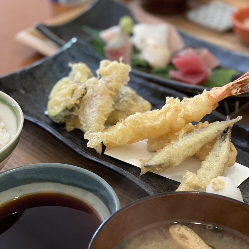ランチの天麩羅(酒とさか菜)