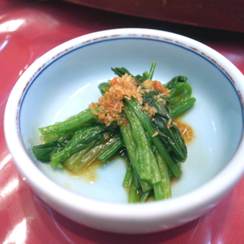 お通し（四川風ほうれん草のおひたし）(四川料理 剣閣)