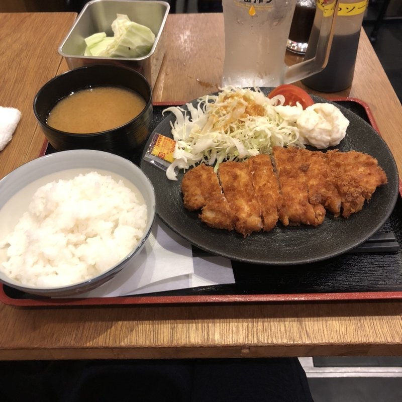 トンカツ定食　with 無限レモンサワー(串かつ でんがな 姫路店)