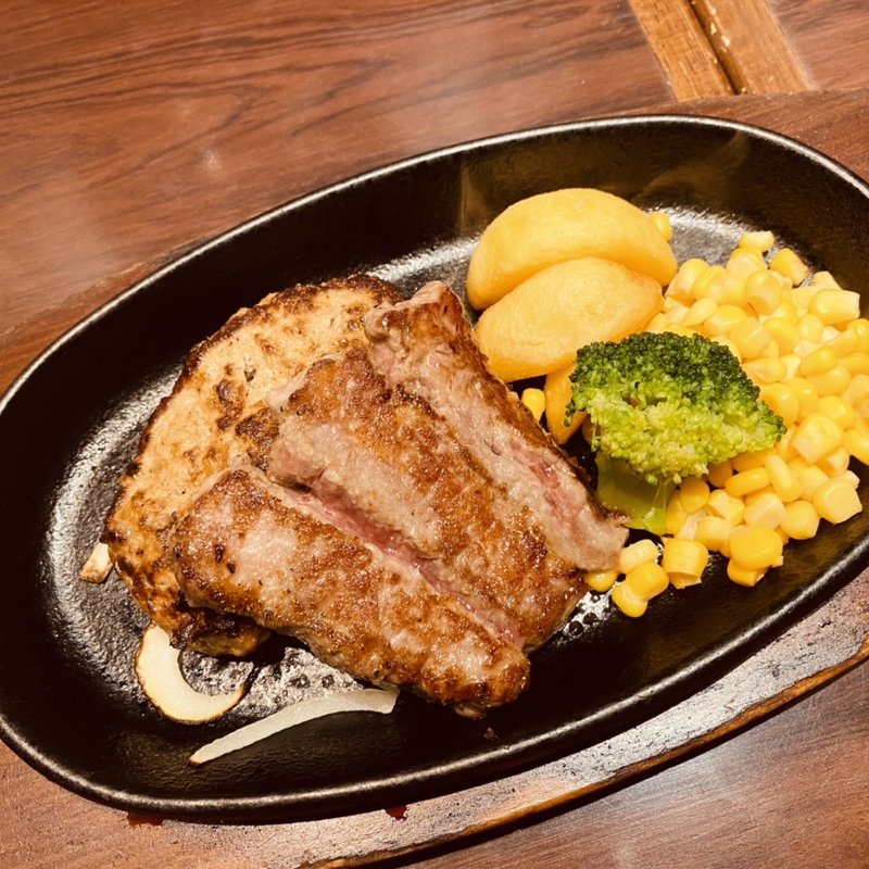 自家製ハンバーグ&宮ロースカット(ステーキ宮 あべのキューズモール店)