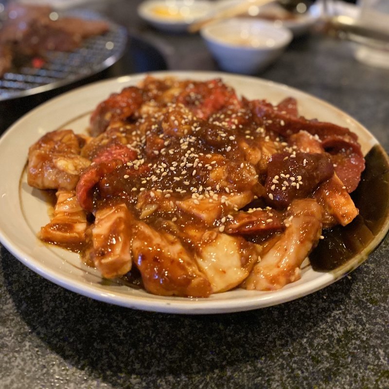 ミックスホルモン(ホルモン、テッチャン、ハツ、ミノルート)(すっきゃねん　もくもく )