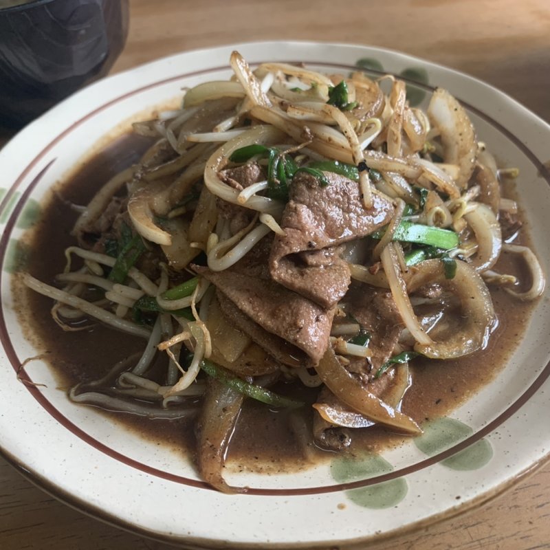 レバニラ定食(我如古そば （がねこそば）)