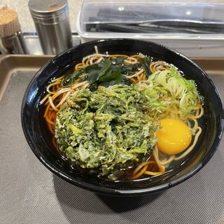 春菊天そばに生玉子(名代　富士そば　石神井公園店)