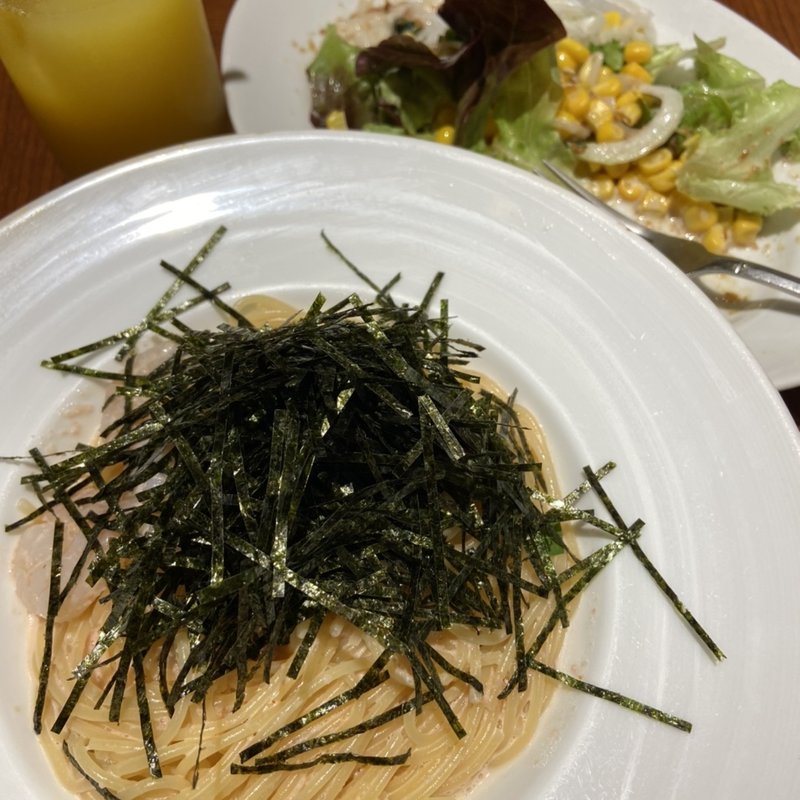 小エビの明太子パスタ(Tapas&Wine 銀座ZION)