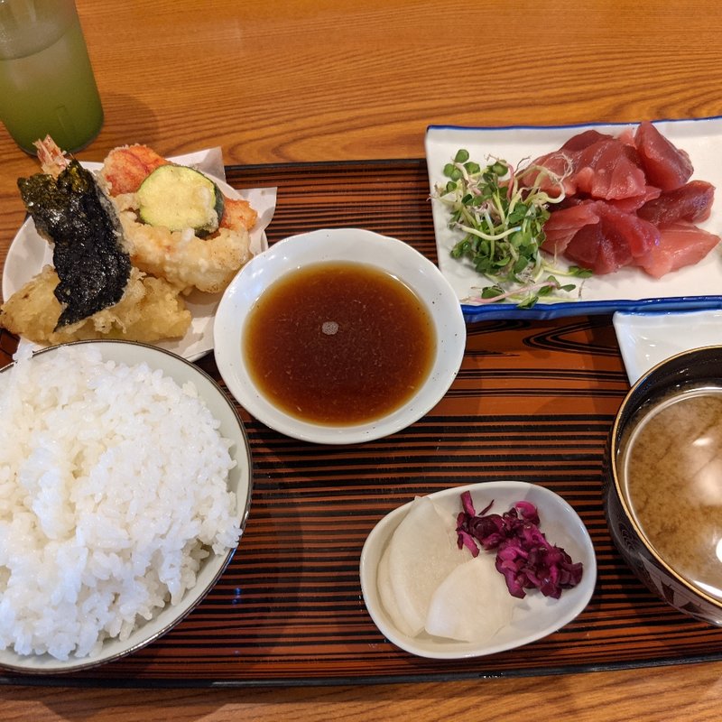 まぐろ刺身定食天ぷら付(天ぷら天房)