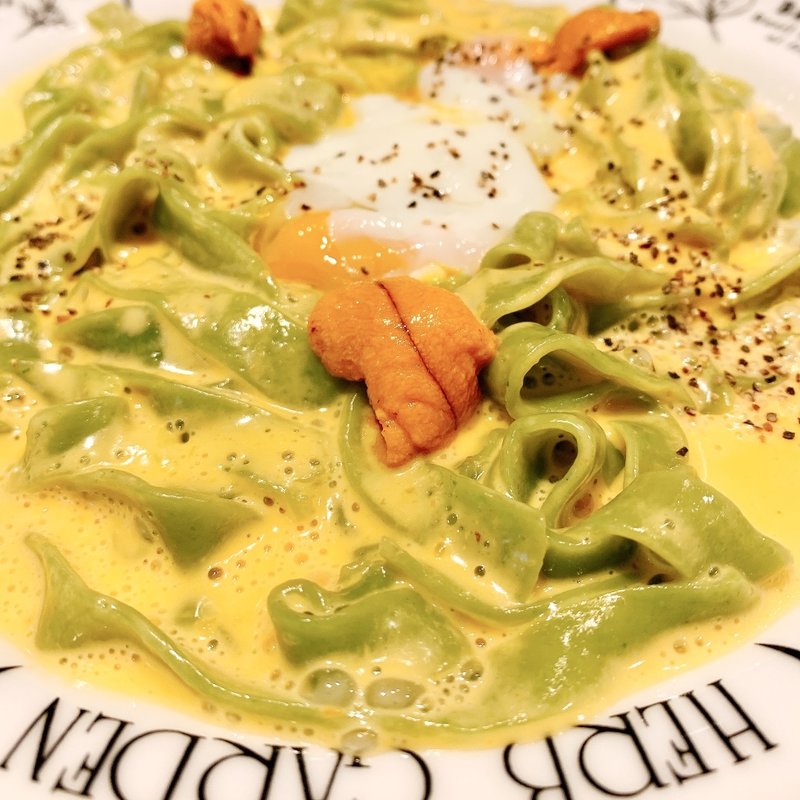 あだち菜パスタの雲丹ソース(文史郎)