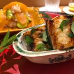 天然鰻、自家製カラスミと天豆の飯蒸し(日本料理 太月)