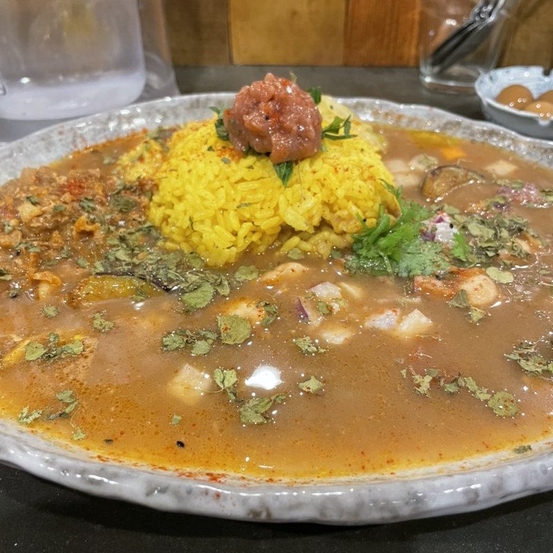 タコと梅シソのカレー＋ミニキーマ(ツキノワカレー )