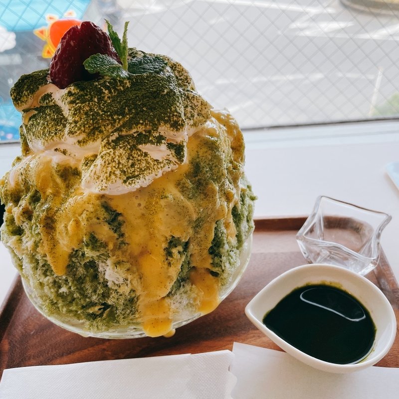 有機抹茶ミルクカスタード&クリーム(富士山天然氷蔵元カフェ不二)