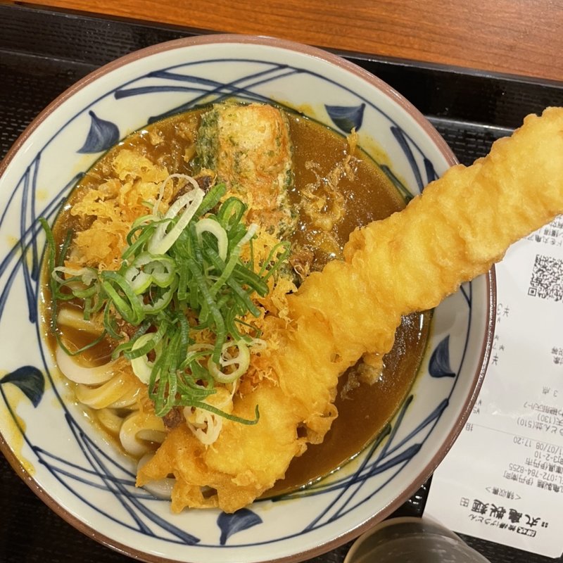 カレーうどん＆いか天＆礒部天ハーフ(丸亀製麺 伊丹南町店)