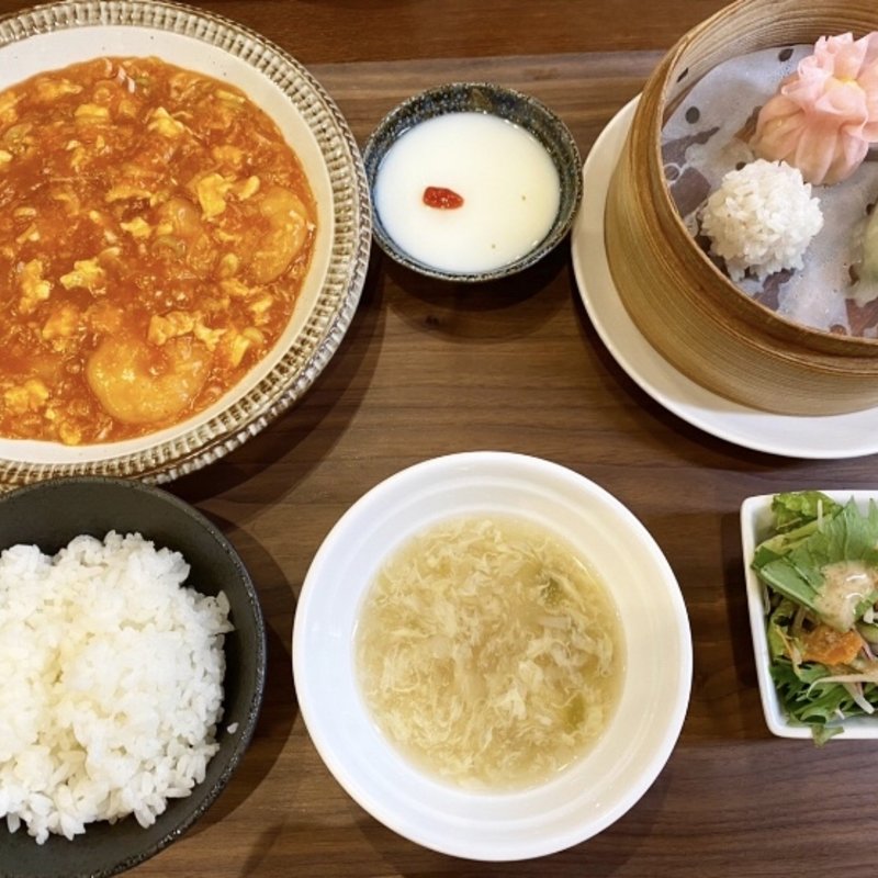 エビチリ定食(紫藤花)