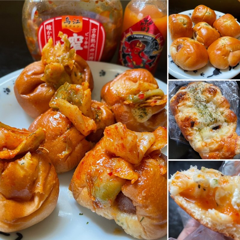 ひと口ウインナーロール!搾菜と和風激辛ソース“雷”(自宅)