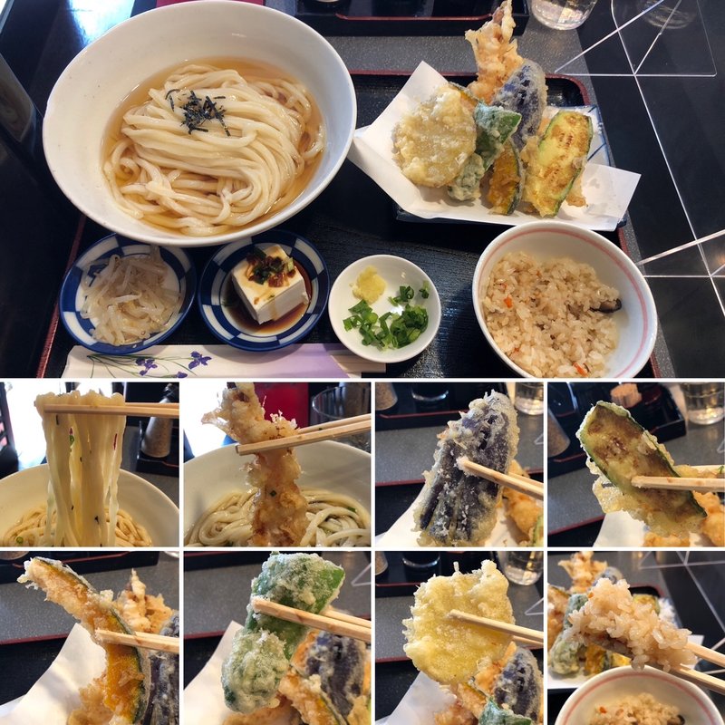 冷し天ぷらうどん(手打ちうどん敷島)