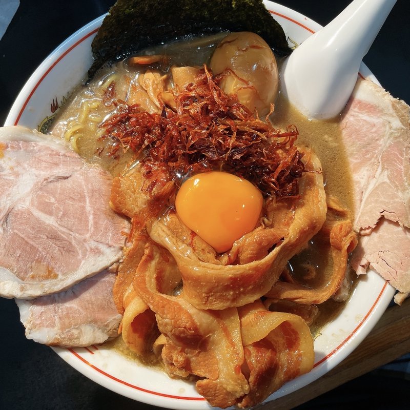 毛蟹不純雪、焦がしネギトッピング、つけ玉大盛り(一条流がんこ総本家分家荒木町)